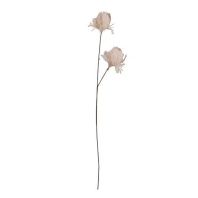 Storied Home Organic Feather Flower Stem Decor, Pink