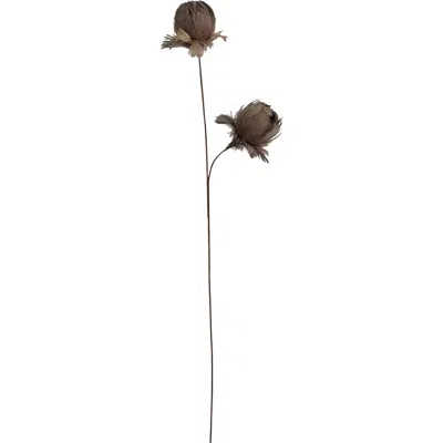 Storied Home Organic Feather Flower Stem Decor, Taupe In Brown