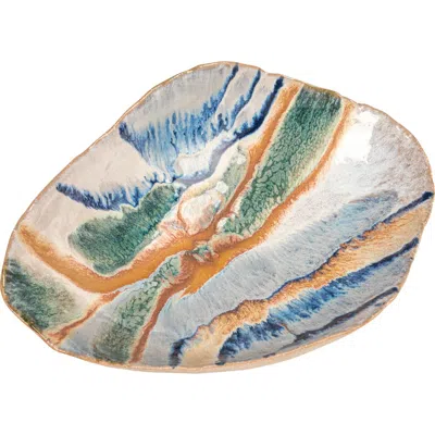Storied Home Organic Spectrum Stoneware Footed Bowl, Multicolor