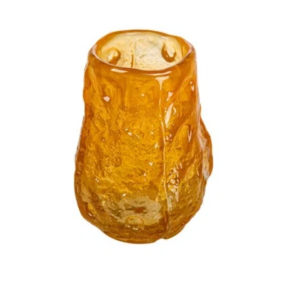 Storied Home Organically Shaped Glass Vase Or Candle Holder, Orange