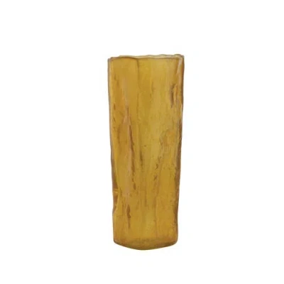 Storied Home Organically Shaped Glass Vase Or Candle Holder, Orange In Yellow