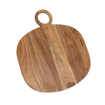 Storied Home Oval Acacia Wood Oval Cheese And Cutting Board With Handle, Natural In Brown