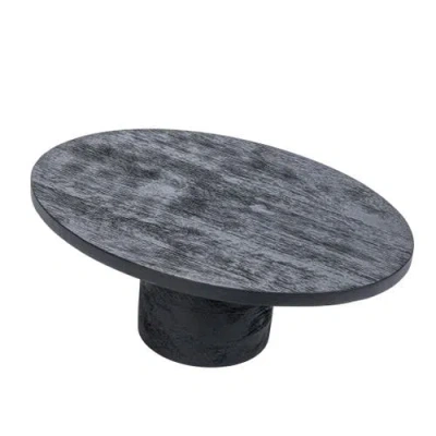 Storied Home Oval Mango Wood Pedestal In Black