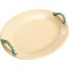 Storied Home Oval Terra-cotta Platter With Hand-painted Braided Handles In Neutral