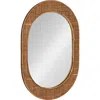 Storied Home Oval Wood And Rattan Framed Wall Mirror, Natural In Brown