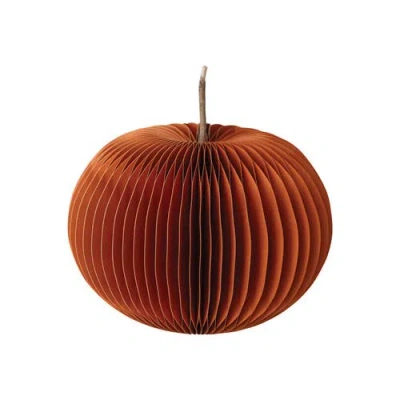 Storied Home Paper Folding Honeycomb Pumpkin With Twig Stem, Orange