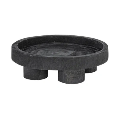 Storied Home Paulownia Wood Pedestal Tray In Black