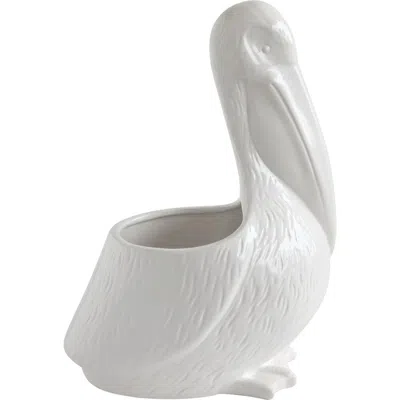 Storied Home Pelican Shaped Planter In White