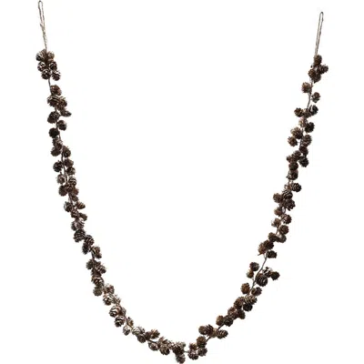 Storied Home Pinecone Garland With Glitter And Jute Cord, Natural In Brown