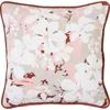 Storied Home Pink & Rust Square Floral Pillow With Solid Pink Back & Rust Trim In Pink