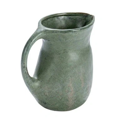Storied Home Pitcher With Reactive Glaze In Green