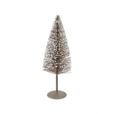 Storied Home Plastic Bottle Brush Tree With Glitter, Foam Microbeads And Metal Base In Gray