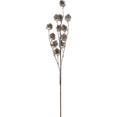 Storied Home Plastic Pinecone Stem With Glitter, Champagne Finish In Silver