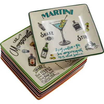 Storied Home Plate Set With Cocktail Recipes In Multi