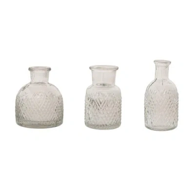 Storied Home Pressed Glass Vase Set In Neutral