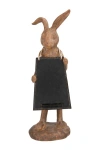 Storied Home Rabbit Figurine Holding Working Chalkboard In Brown