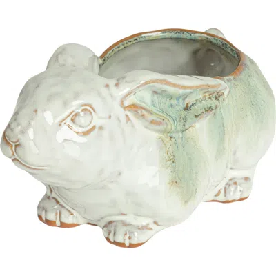 Storied Home Rabbit Planter In Green