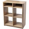 Storied Home Radius Console Table Shelf With 4 Square Cube Storage Compartments, Coastal Oak In Brown