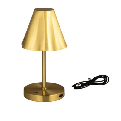Storied Home Rechargeable Table Lamp With Touch Sensor In Gold