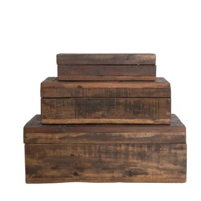 Storied Home Reclaimed Vintage Wood Boxes, Set Of 3 Sizes, Natural In Brown