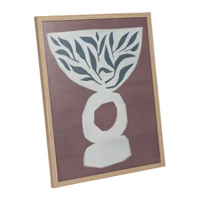 Storied Home Reclaimed Wood And Glass Wall Art With Vase And Leaves In Brown