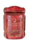 Storied Home Red Embossed Tin "post" Letter Box In Red