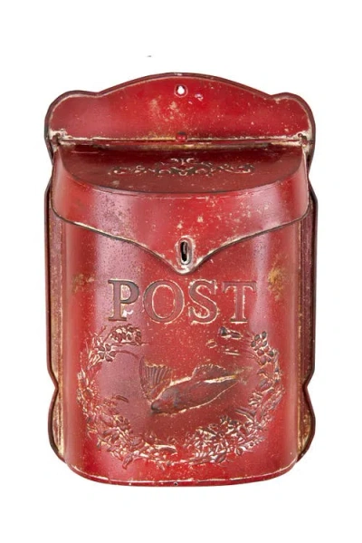 Storied Home Red Embossed Tin "post" Letter Box