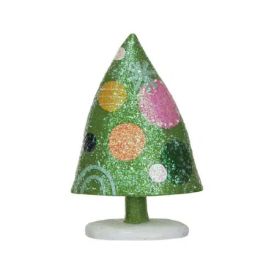 Storied Home Resin Christmas Tree With Dots And Glitter, Multicolor In Green