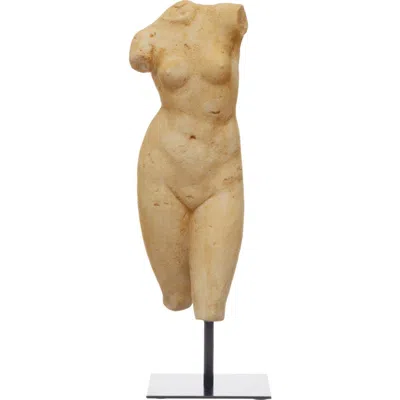 Storied Home Resin Female Body Figure On Metal Stand, Plaster Finish In Brown