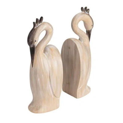 Storied Home Resin Heron Bookends, Cream In Neutral