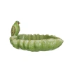 Storied Home Resin Leaf Shaped Dish With Bird And Scalloped Edge, Green In Green