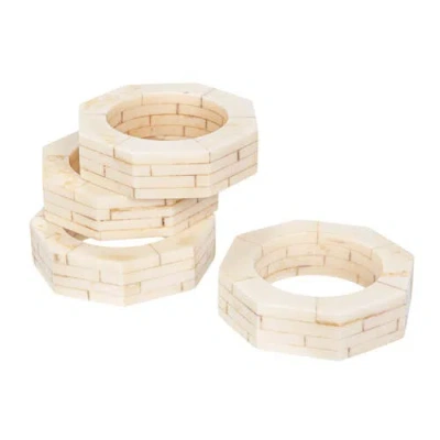 Storied Home Resin Octagon Napkin Rings, Set Of 4 In White
