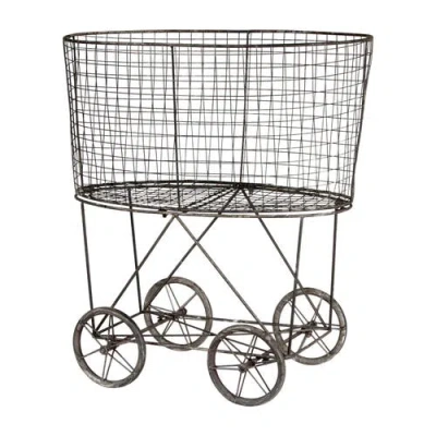 Storied Home Rolling Laundry Cart With Rack In Multi