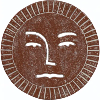 Storied Home Round Cast Iron Trivet With Debossed Sun In Brown