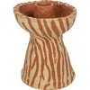 Storied Home Round Decorative Hand-painted Paper Mache Taper Holder In Brown