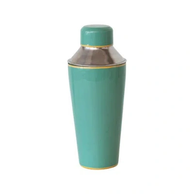 Storied Home Round Enameled Stainless Steel Cocktail Shaker With Colored Edge In Blue