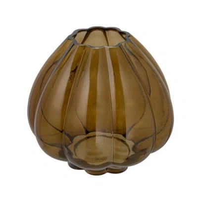Storied Home Round Fluted Glass Vase In Brown