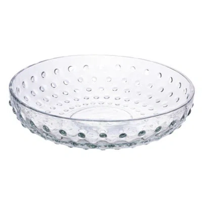 Storied Home Round Glass Hobnail Low Bowl In Transparent