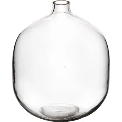 Storied Home Round Glass Vase With Narrow Lip, Clear In Transparent