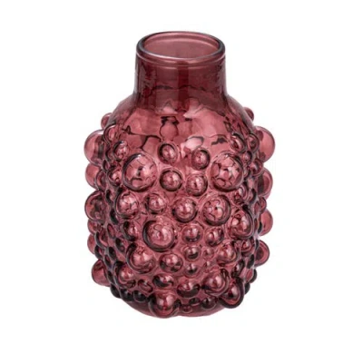 Storied Home Round Glass Vase With Raised Dots In Red