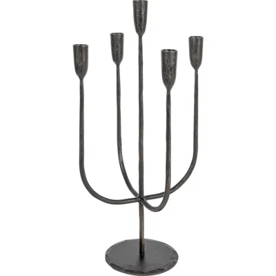 Storied Home Round Hand-forged 5 Taper Metal Candelabra, Black