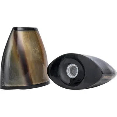 Storied Home Round Horn Salt And Pepper Shakers In Black