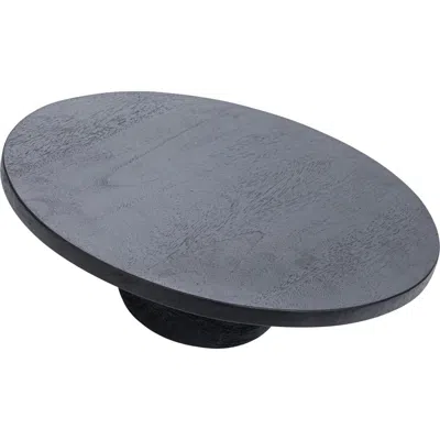 Storied Home Round Mango Wood Pedestal In Gray