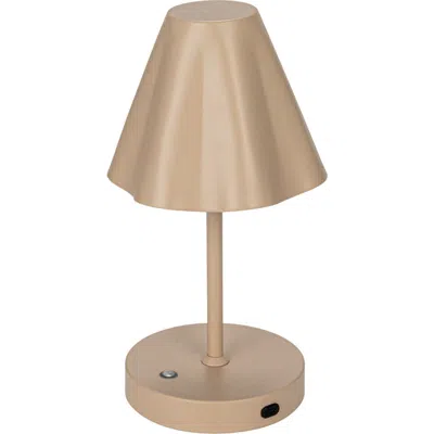 Storied Home Round Metal Led Rechargeable Table Lamp, Tan In Brown