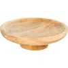 Storied Home Round Natural Mango Wood Footed Bowl Cake Stand In Brown