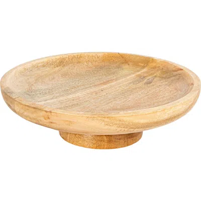 Storied Home Round Natural Mango Wood Footed Bowl Cake Stand In Brown