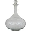 Storied Home Round Reclaimed Etched Glass Decanter With Tall Neck In Transparent