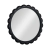 Storied Home Round Scalloped Distressed Wood Wall Mirror, Black In Black