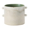 Storied Home Round Stoneware Planter With Reactive Glaze In White