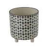 Storied Home Black White Round Stoneware Footed Planter In Black